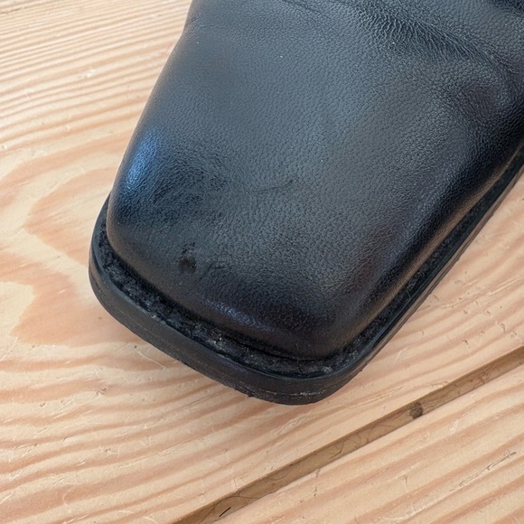 Stuart Weitzman Square Toe Pointy Black Leather Boots - Picture 7 of 12